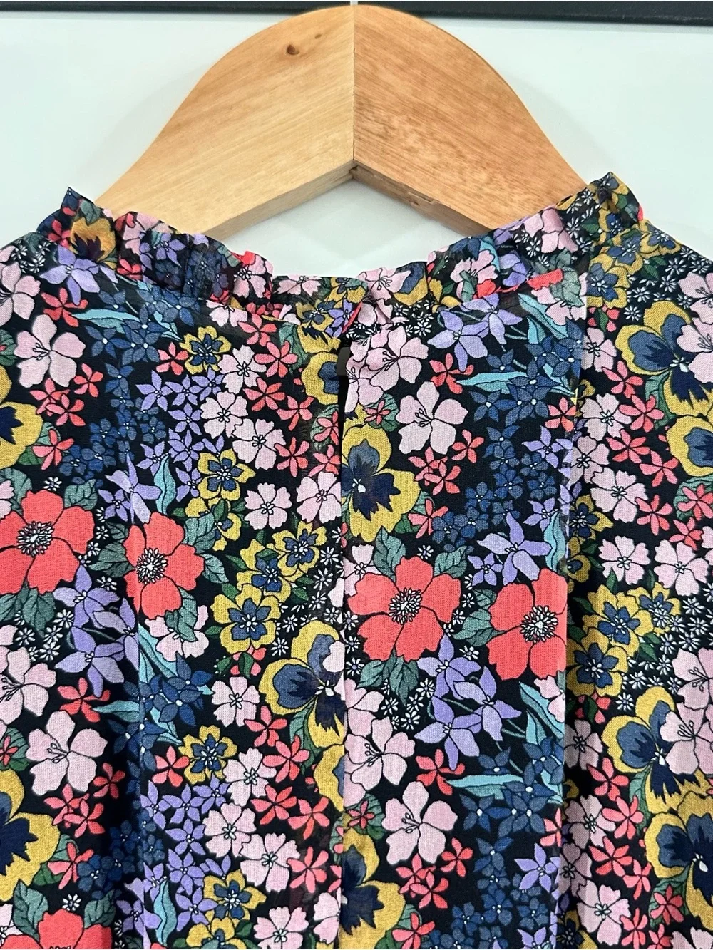 Shoshanna Amora silk floral ruffle lightweight dress multicolor red purple sz 2